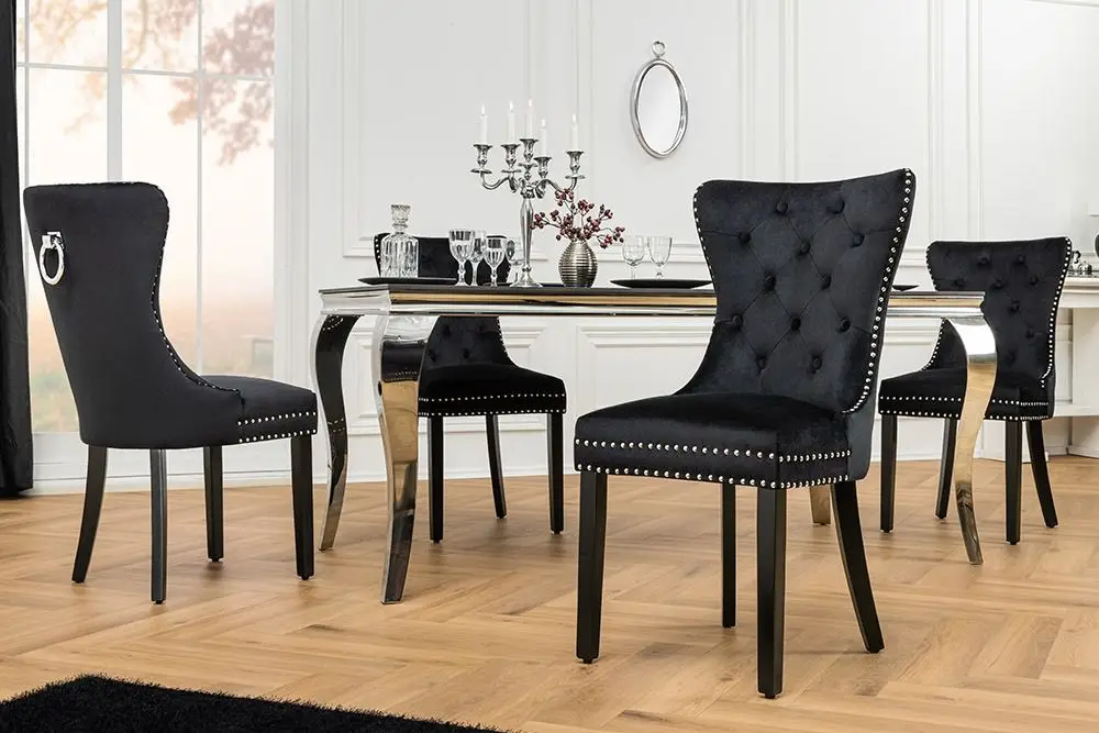 Bestel Nu Stoel Castle met Comfort Handvat Fluweel Zwart in Barokstijl - 44587