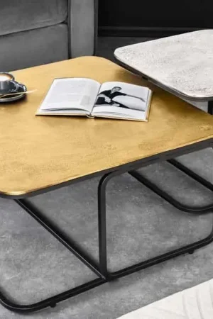 Salontafel Abstract set van 2 60cm Goud Zilver Zwart Metalen Frame - 43515 Koop Online