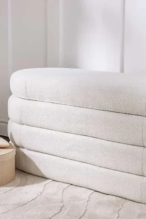 Bankladekast Voque 115cm Bouclé Crémewit met Opbergruimte - 43387 Must-Have