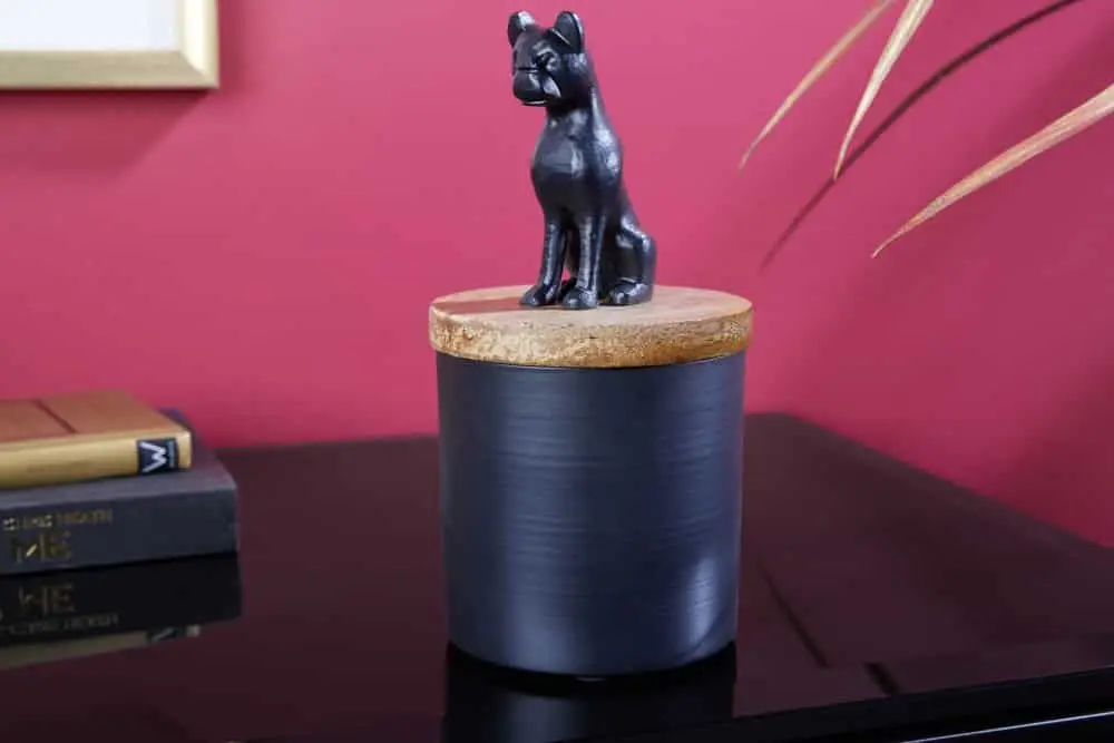 Gecertificeerd Sculptuur Blik Panter 20cm Metaal Zwart Mangohout Naturel - 43949