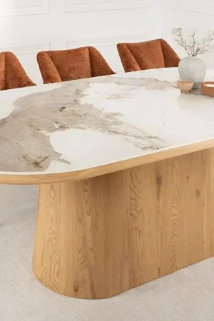 Weekendaanbieding Eettafel Unique 200cm Ovaal Frame Wit natuur keramisch EikenKolomvoet - 46381