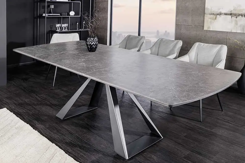 Speciale Aanbieding Uitschuifbare Eettafel Concord 180-230cm grafietgrijs Keramiek Zwart Metaal - 46499