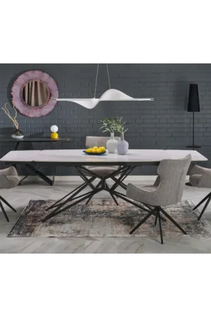 Uitschuifbare Eettafel Alfredo Wit / Zwart Marmer 160-200-240cm Bestel Nu