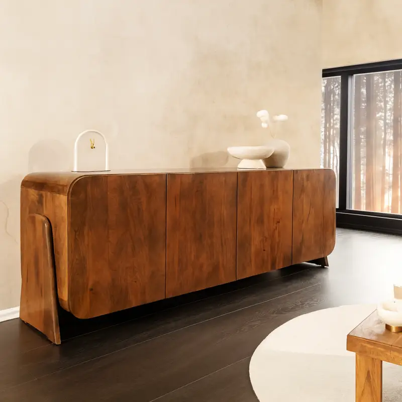 Lage Kosten Massief Houten Dressoir Brasil 175cm Bruin Mangohout Zes Compartimenten - 45788