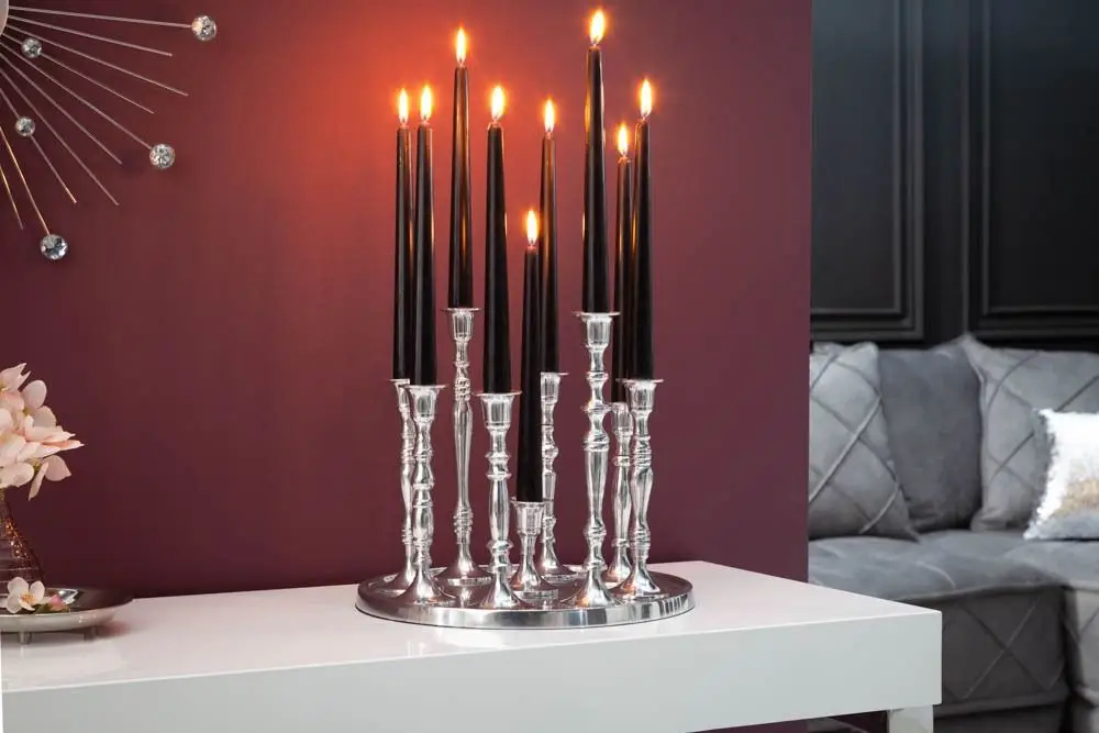 Moderne Barokke Kandelaar 30cm 9 Vlammen Zilverkleurig Gepolijst Aluminium Decoratieve Plaat - 17366 Gratis Retour