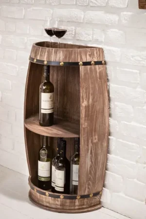 Elegante Bodega Plank 79cm Naturel Grenen Halve Wijnvat Shabby Chic - 40074 Koop Vandaag