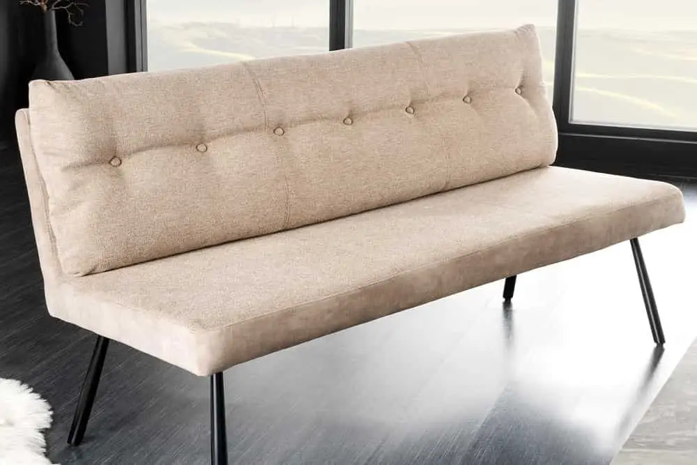 Finale Uitverkoop Moderne Bank Big George 160cm Champagnebeige Fluwelen Stof met Textuur Pocketveringkern Zwart Frame - 44014